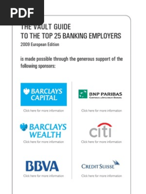 The Vault Guide To The Top 25 Banking Employers European