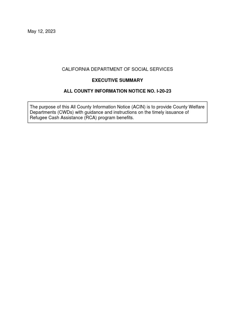 Executive Summary All County Information Notice No. I2023 PDF