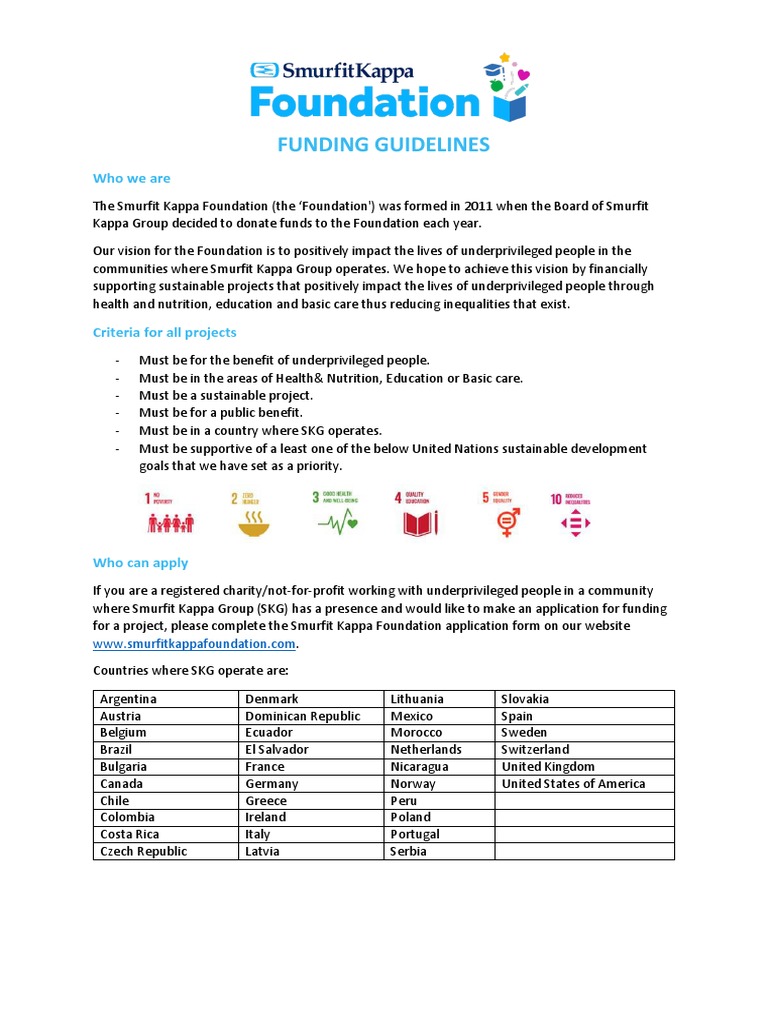 Smurfit Kappa Foundation Funding Guide | PDF | Salary | Charitable ...