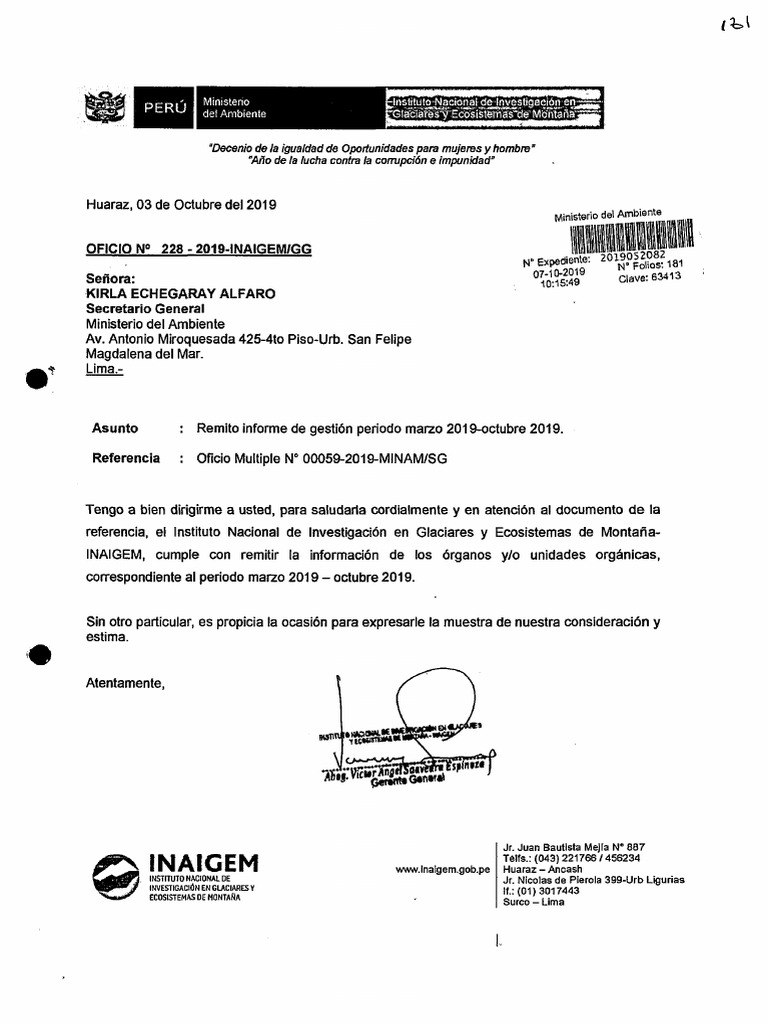 Informe Transferencia de Gestion Inaigem | PDF | Ciencias de la Tierra, image size:768x1024