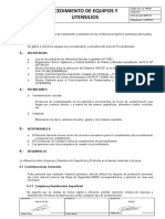 Limpieza y Desinfección de Equipos y Utensilios