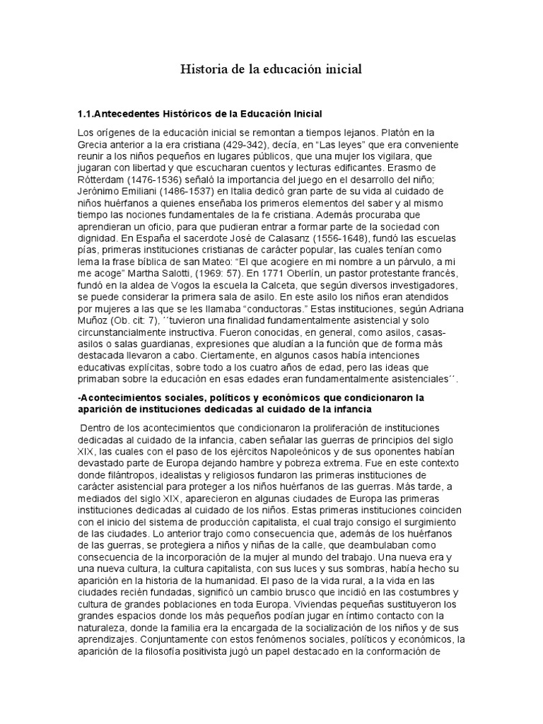 Historia de la Educación Inicial | PDF | Educación de la primera infancia