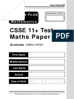CSSE Eleven Plus Maths Practice Paper (Questions)
