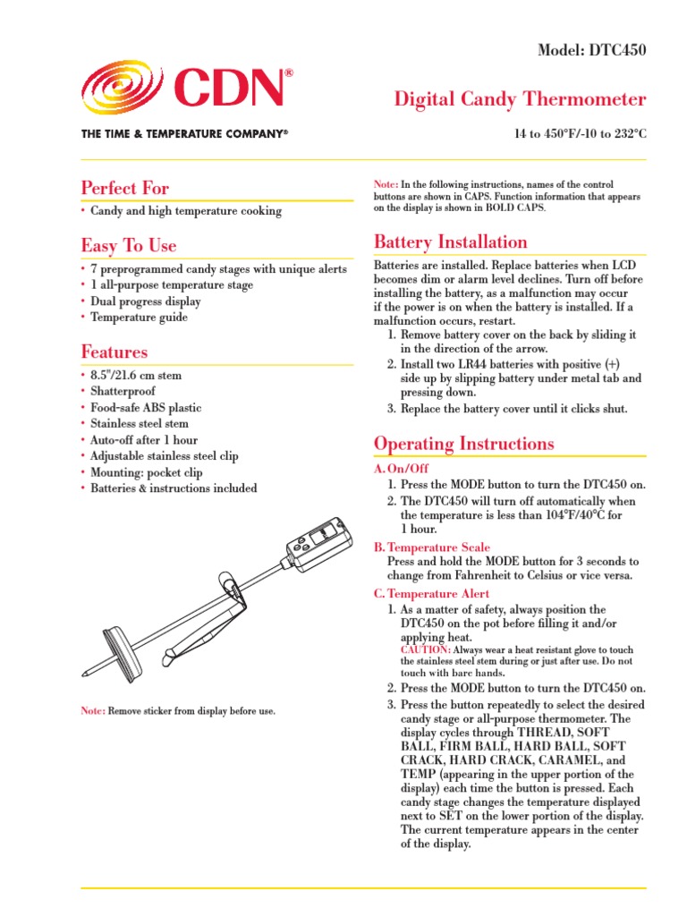 CDN Dtc450 Thermometer Manual PDF