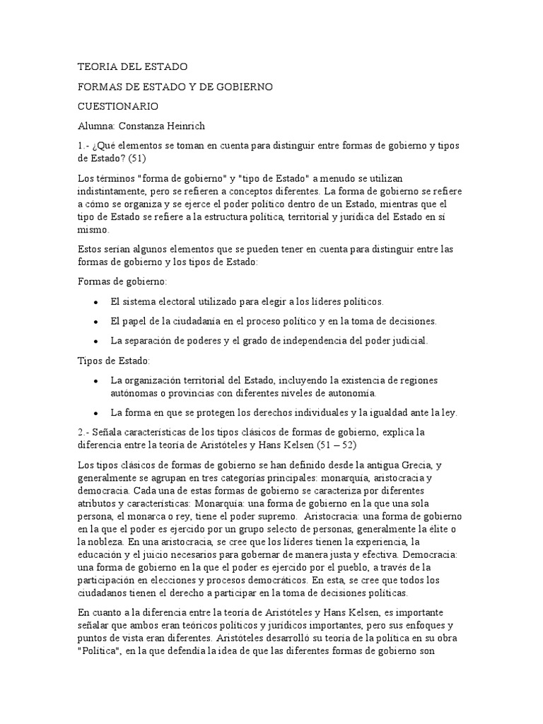 Teoría del Estado y Formas de Gobierno | PDF | Democracia | Ideologías ...