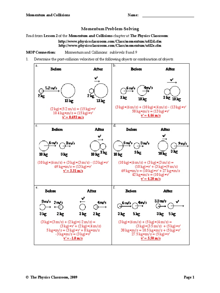 MomentumAndCollisions Answers | PDF | Collision | Momentum