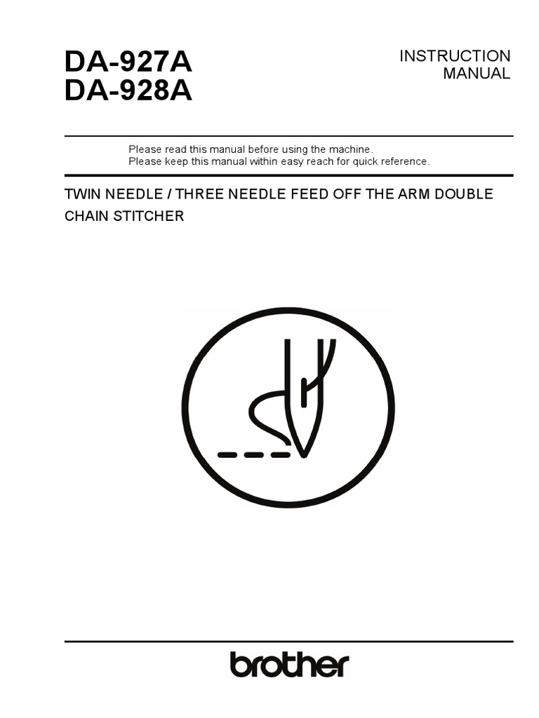 Da928a Instruction Manual PDF Sewing Machine Belt (Mechanical)