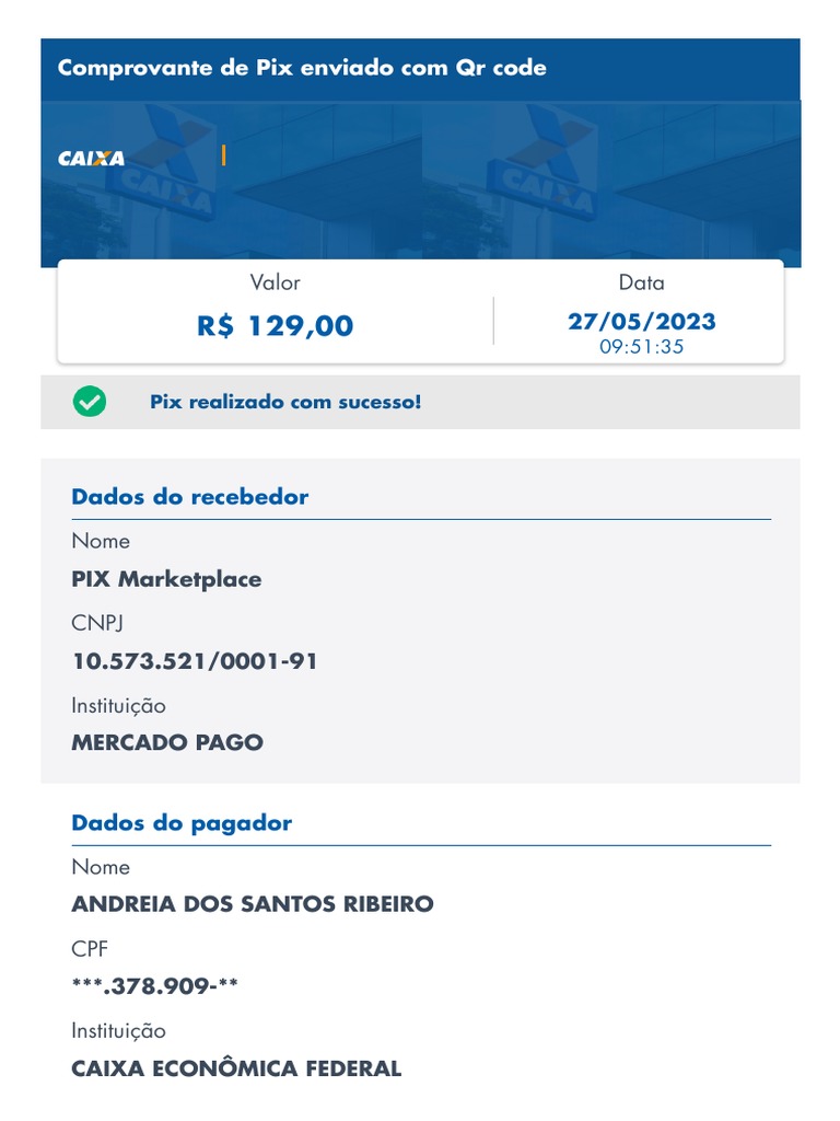 Comprovante de Pix com QR Code Caixa | PDF | Direito