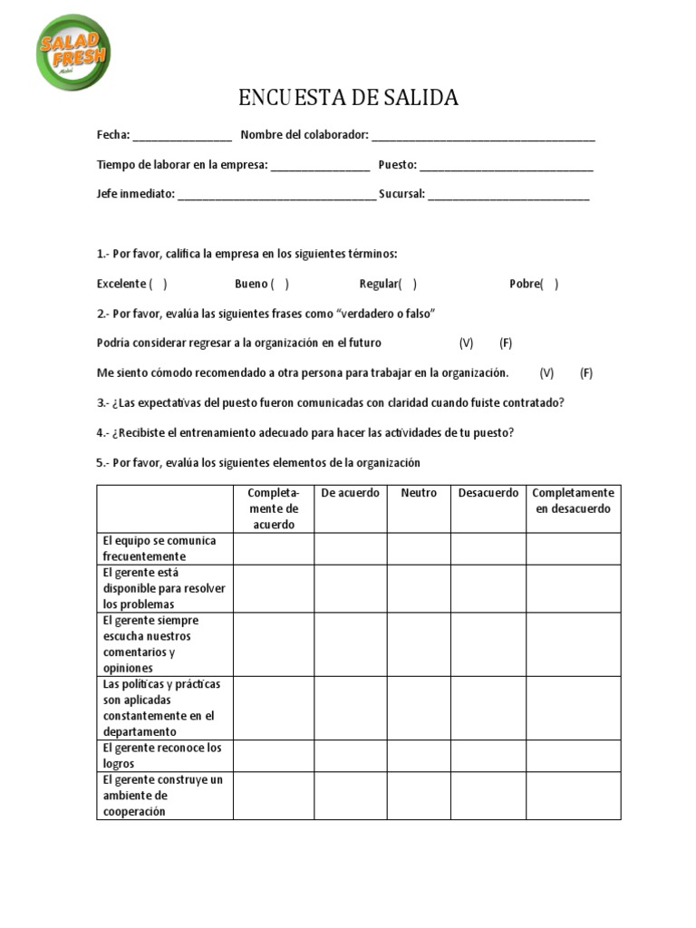 ENCUESTA DE SALIDA PDF
