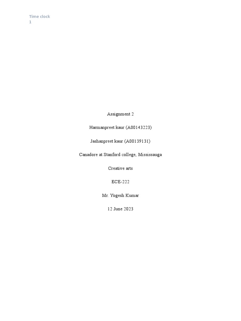 Timeclock Assignment2 PDF Learning Time