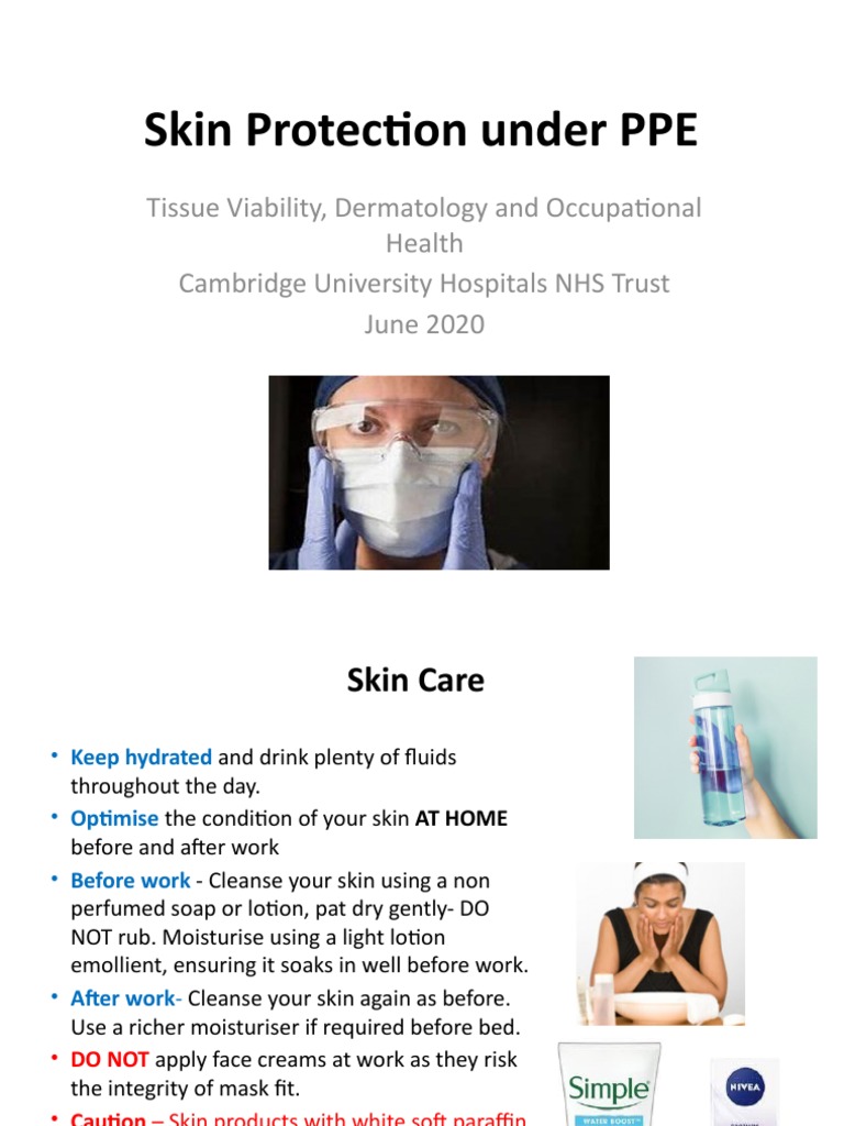 Skin Protection Under PPE Presentation PDF Skin Care Dermatitis