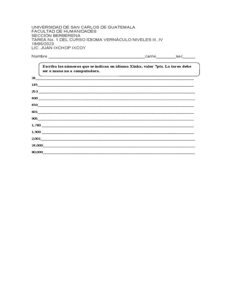 Ejercicios de Matematicas No. 1 Valor 7pts | PDF