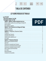 Tabla de Contenido: Ley Sobre Riesgos de Trabajo