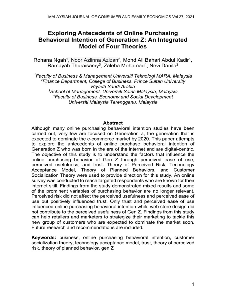 Vol 27 2021 paper 1 pdf online shopping behavior