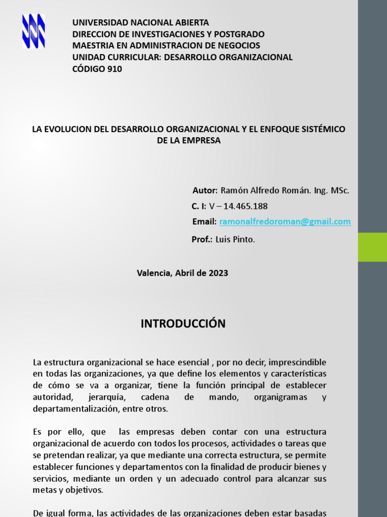 Evolución del Desarrollo Organizacional | PDF | Economias | Business