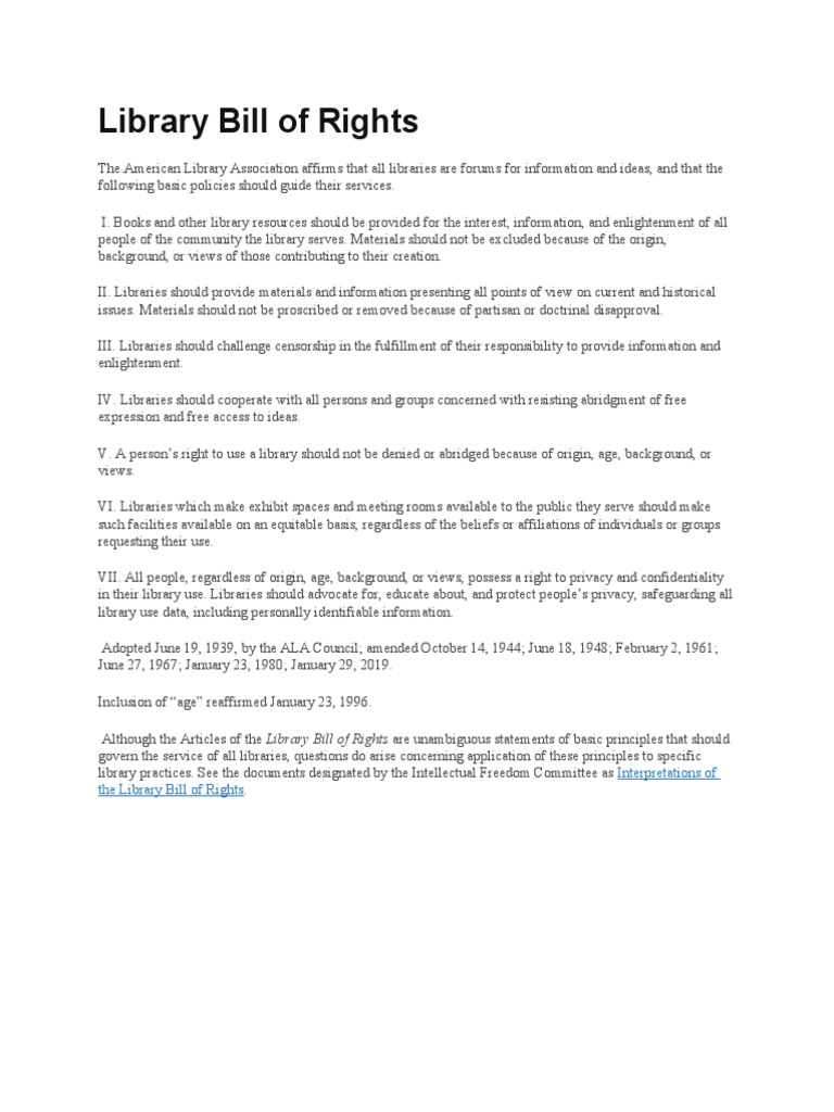 Library Bill of Rights ALA | PDF