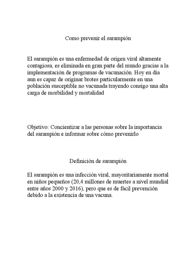 Como Prevenir El Sarampión Pdf