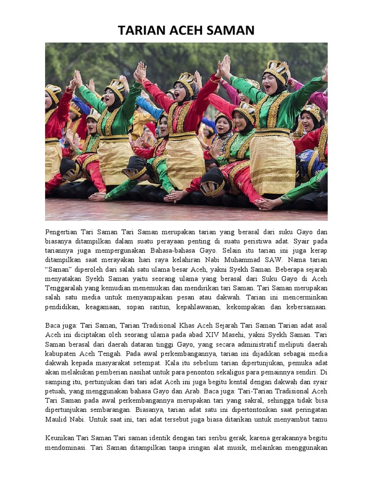 Tarian Saman Aceh dalam pertunjukan adat di kota Banda Aceh