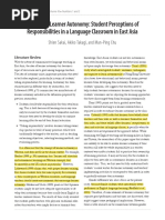 Promoting Learner Autonomy Student Perception of Responsibilities in A Language Classroom in East Asia