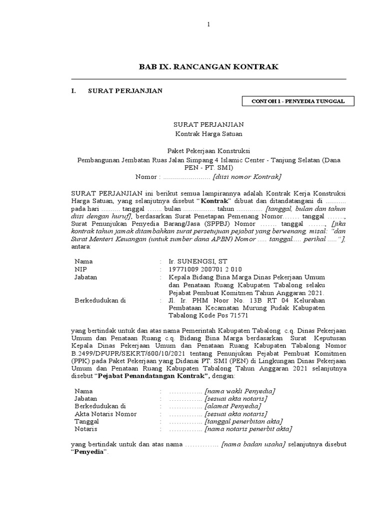 V 19 Ranc Kontrak Tender Pk Dok Tender Pascakualifikasi Satu File