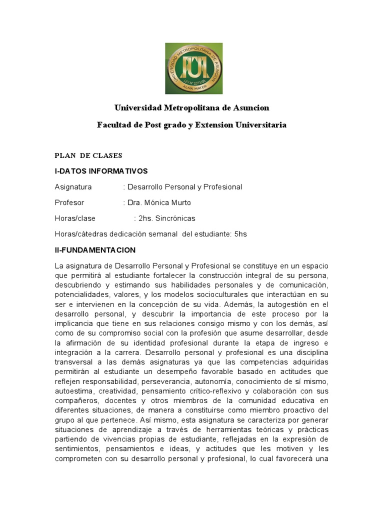 Plan Desarrollo Personal y Profesional | PDF | Aprendizaje | Desarrollo ...