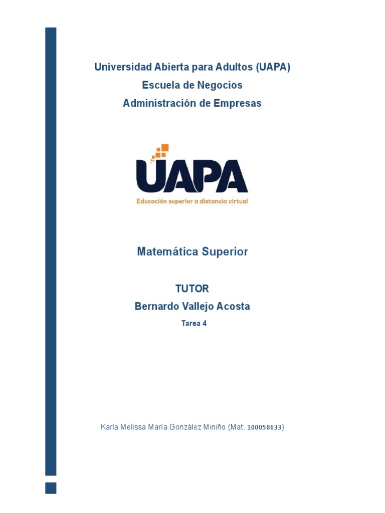 Tarea 4 Matematica Superior Karla Gonzalez Pdf