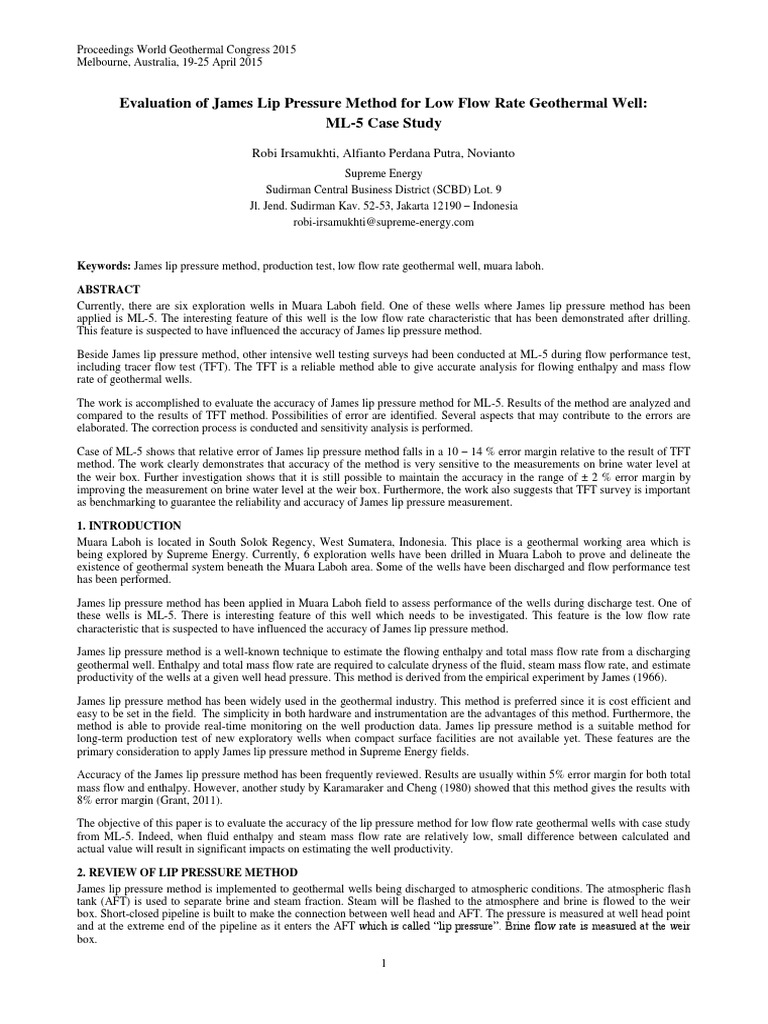 Evaluating James Lip Pressure Method Accuracy | PDF | Enthalpy | Flow ...