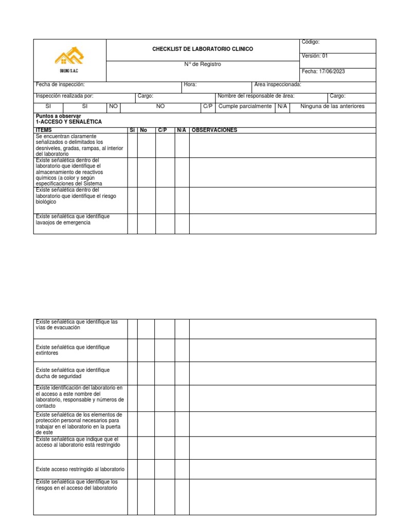 Checklist-laboratorio | PDF | Laboratorios | Residuos