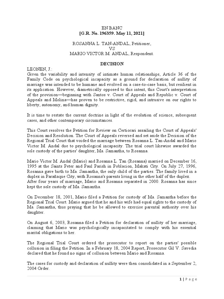Tan Andal V. Andal Gr No. 196359