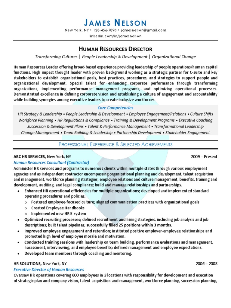 Human Resources Director Resume Sample - 1687403695
