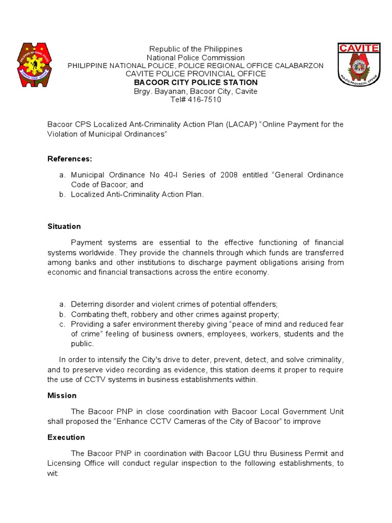Bacoor CPS Localized Ant-Criminality Action Plan (LACAP) "Online ...