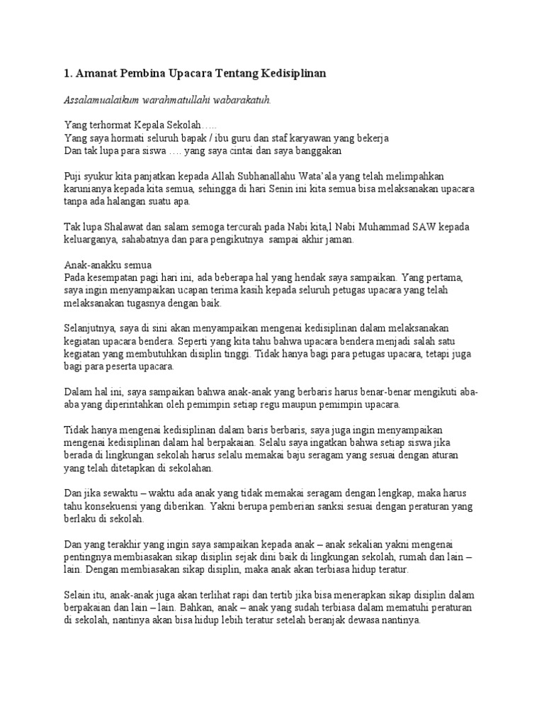 Contoh Text Pidato Pembina Upacara Hari Senin PDF
