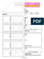 Neon City Character Sheet Form Fill