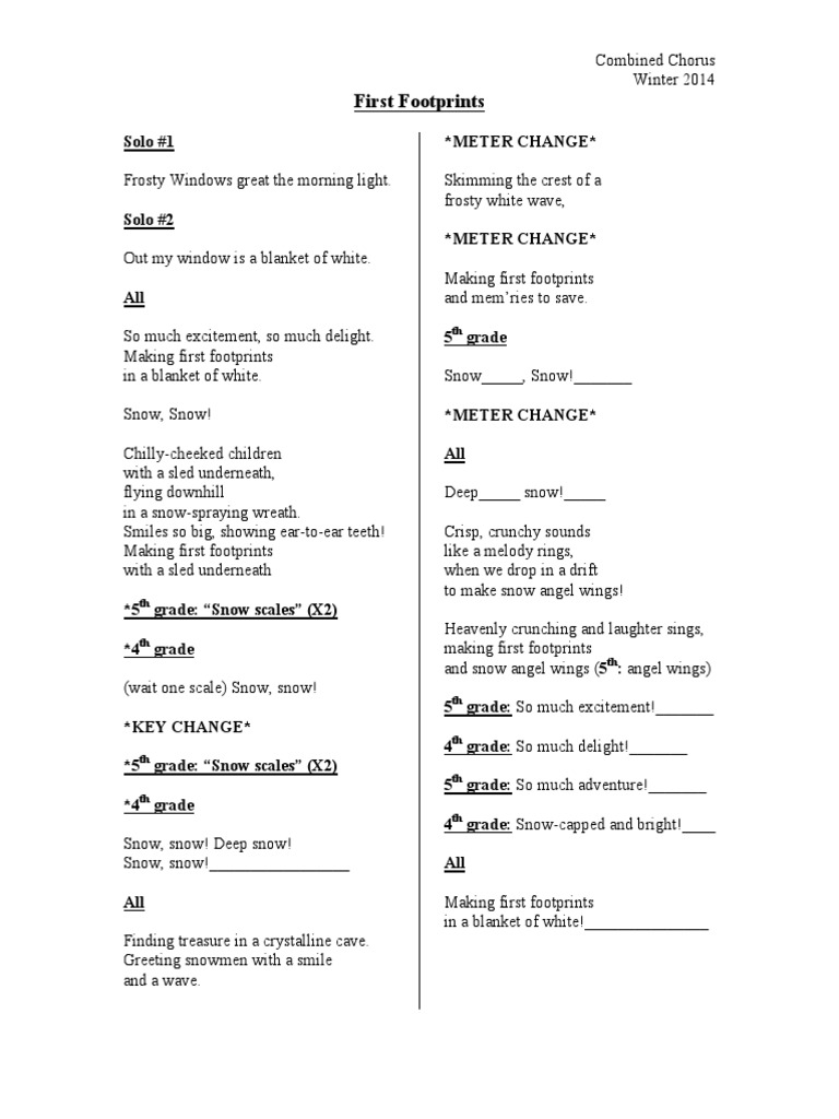 First FootprintsLyrics PDF