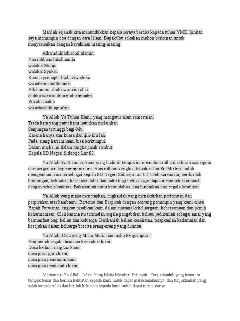 Doa Pisah Sambut KS | PDF