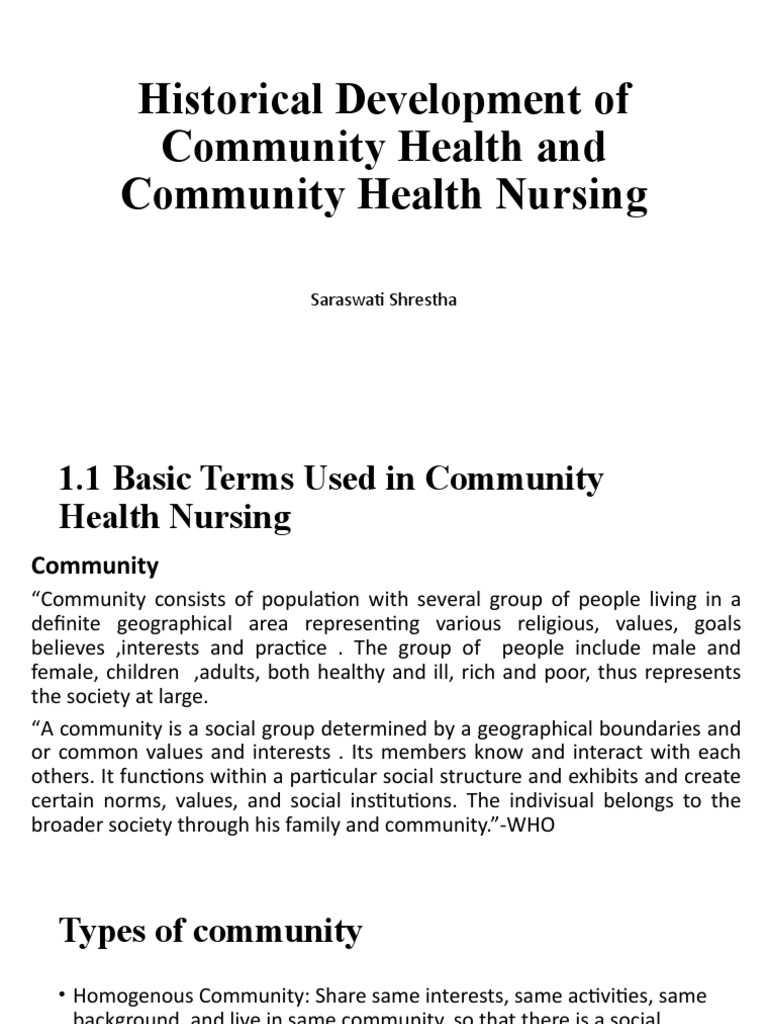 Historical Development of Community Health Nursing | PDF | Public ...