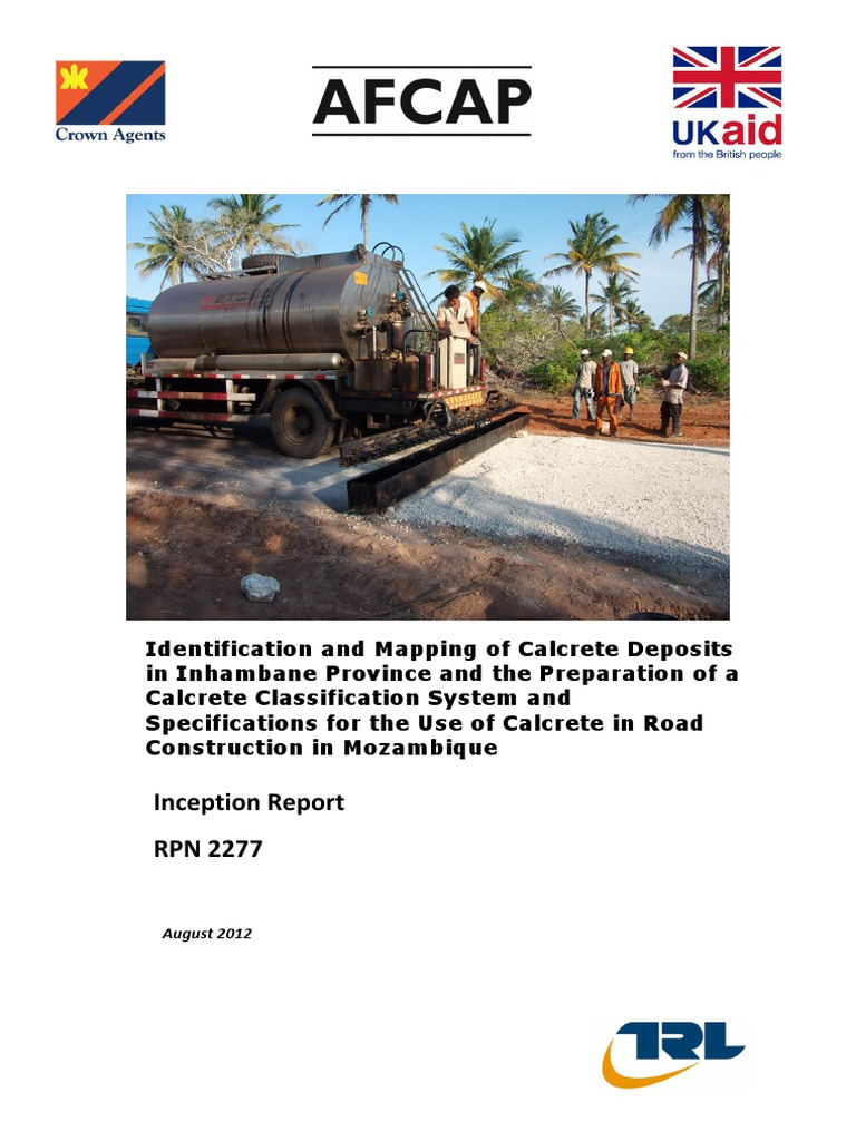AFCAP MOZ 091 Calcrete Mapping Inception Report | PDF | Geographic ...