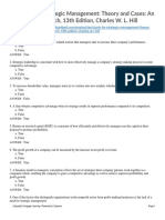 Test Bank For Strategic Management Theory and Cases An Integrated Approach 13th Edition Charles W L Hill