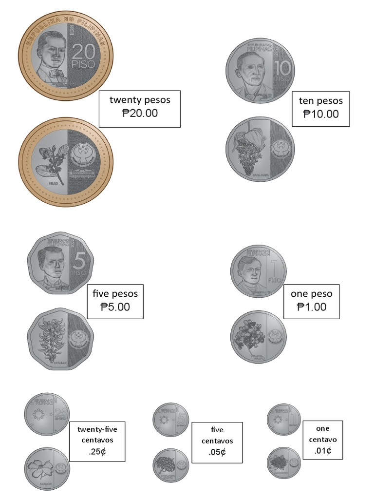 Coins Money Denomination Charts PDF