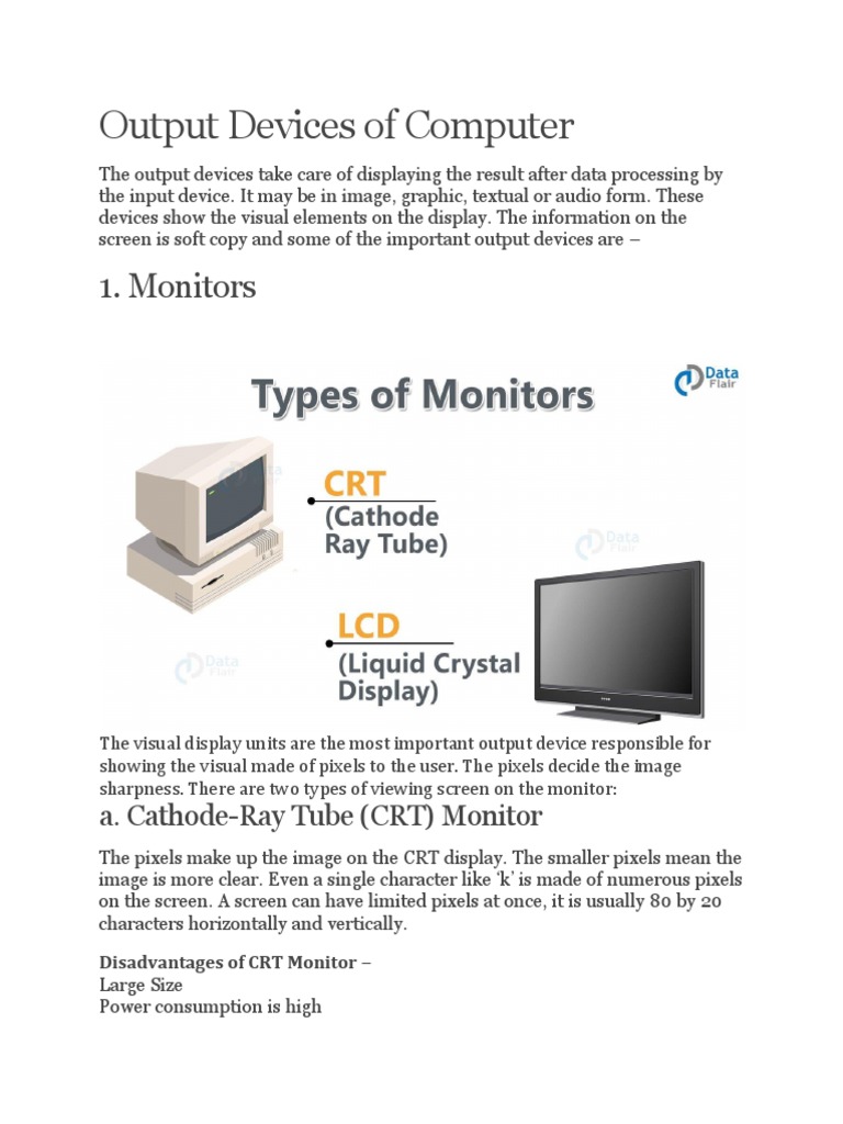 Output Devices of Computer | PDF | Computer Monitor | Printer (Computing)