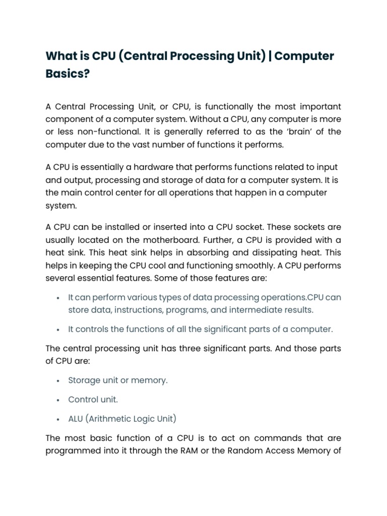 What is CPU and its Components? Parts of CPU and Their Functions