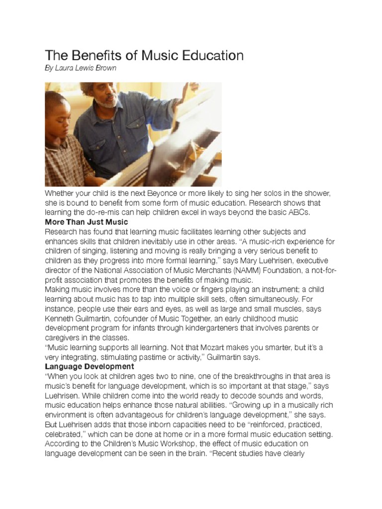 The Benefits of Music Education PDF Language Development Music