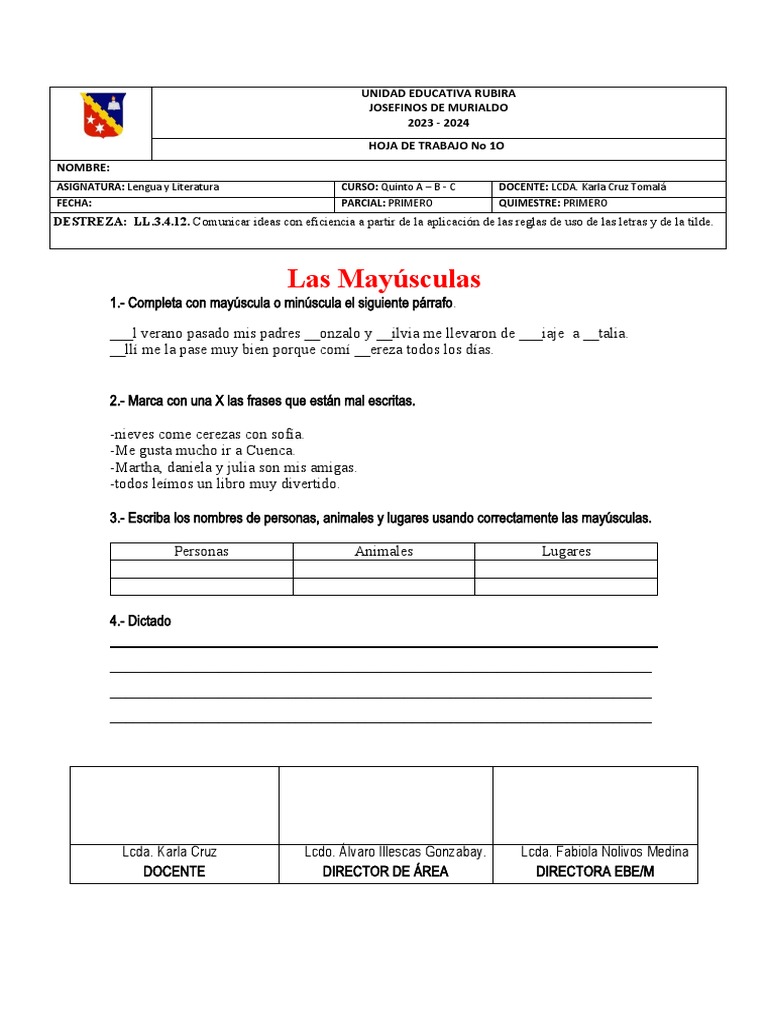 Hoja de Trabajo 10 y 11 | PDF