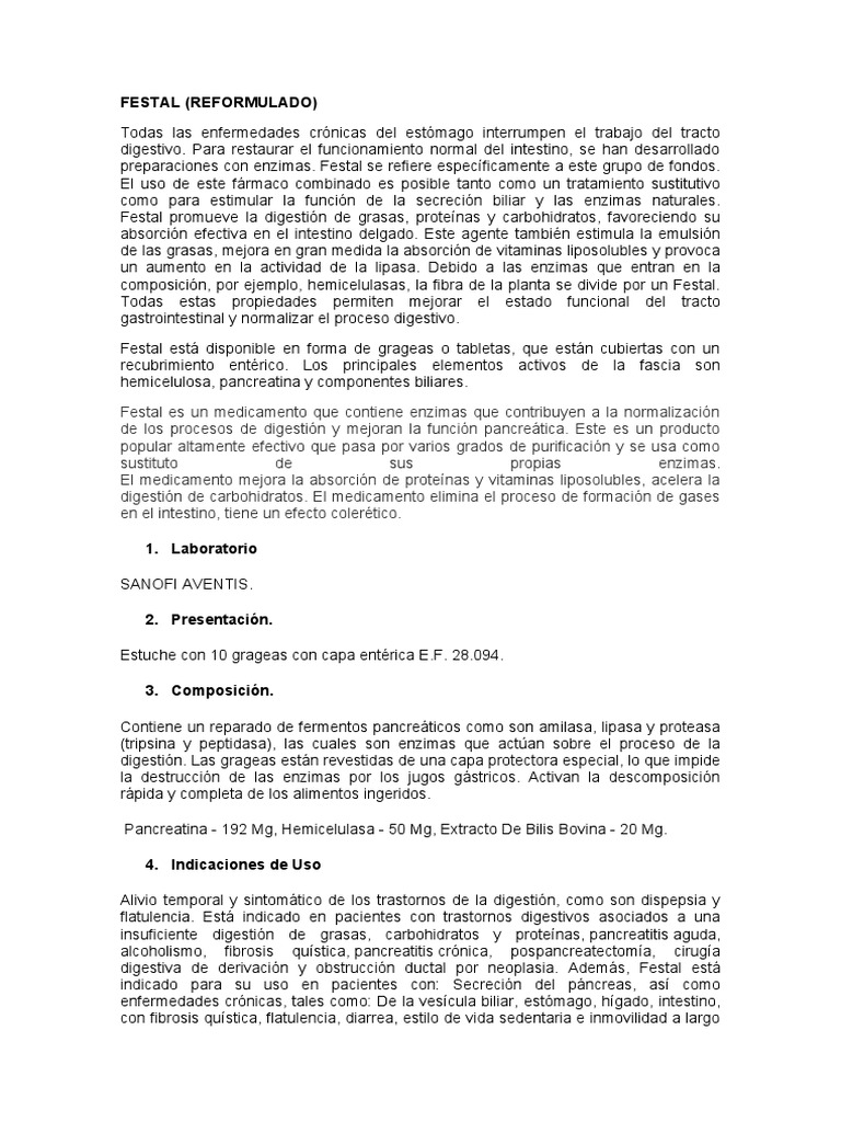 FESTAL | PDF | Digestión | Bilis