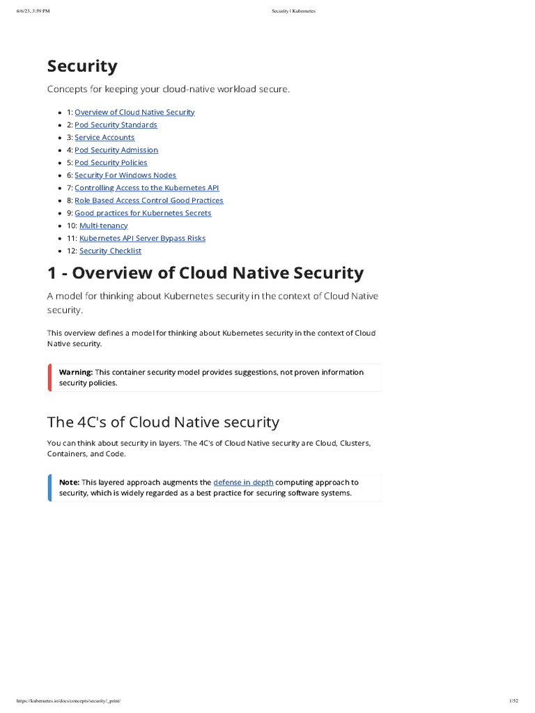 Security - Kubernetes | PDF