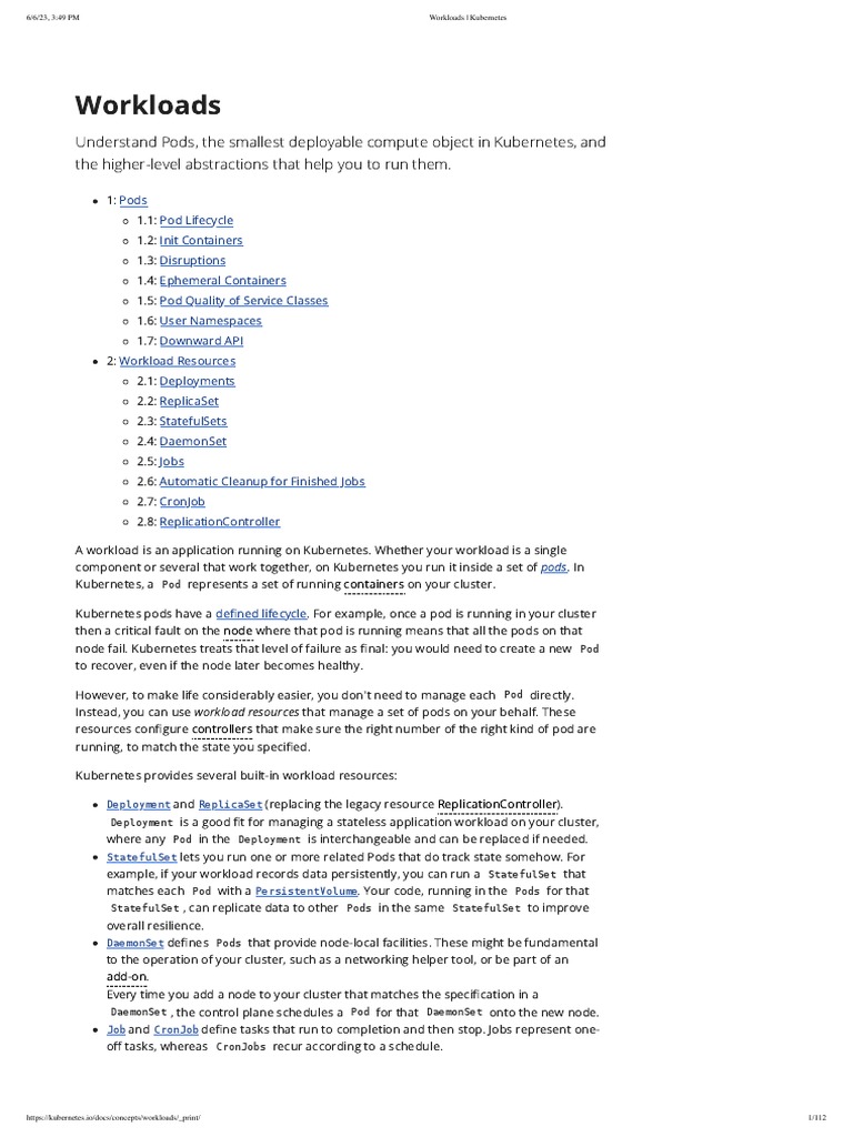 Understanding Kubernetes Workloads | PDF | Computing | Computer ...