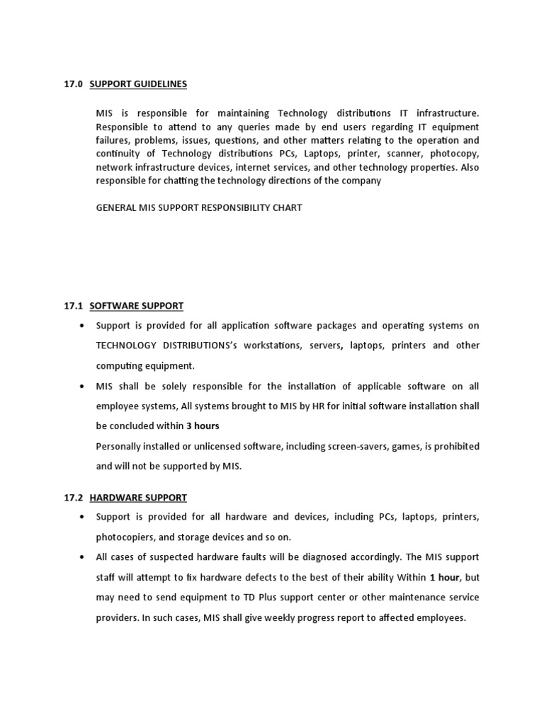 17.0 SUPPORT Guidelines PDF Computer Hardware Management