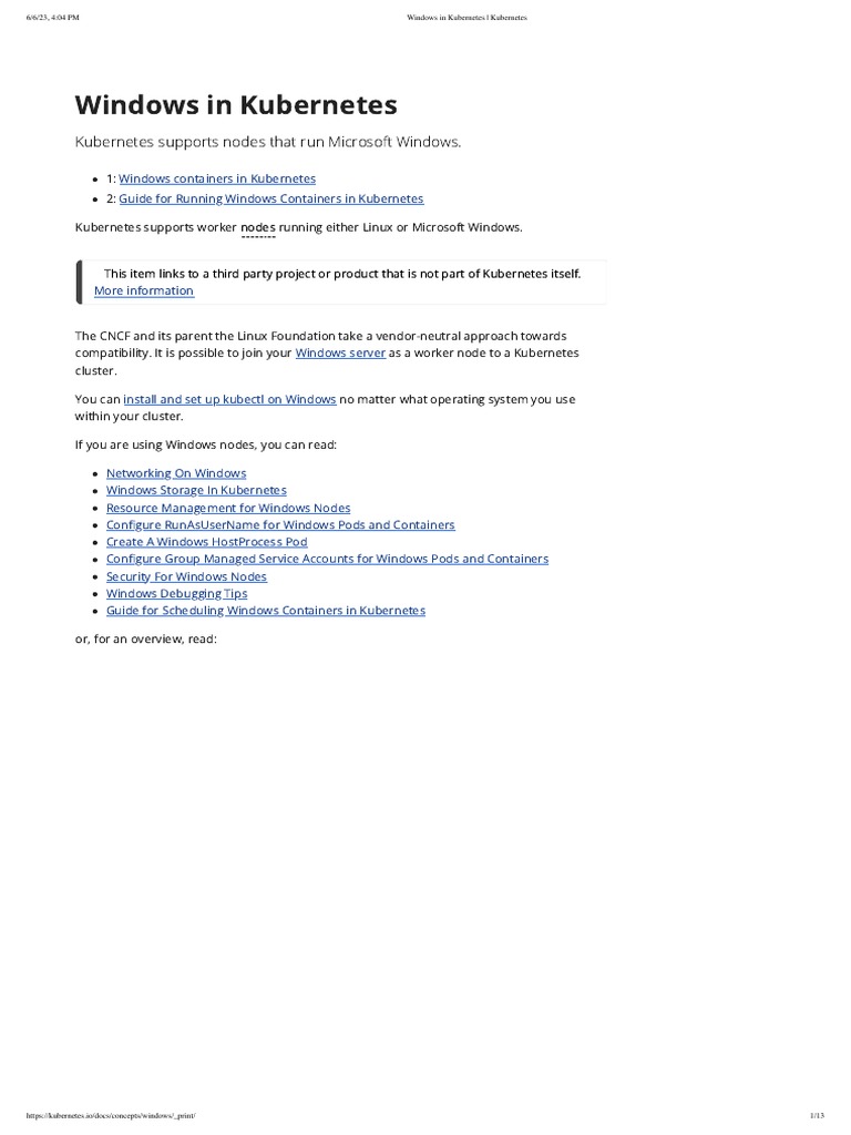 Windows Containers in Kubernetes Guide | PDF | Microsoft Windows ...
