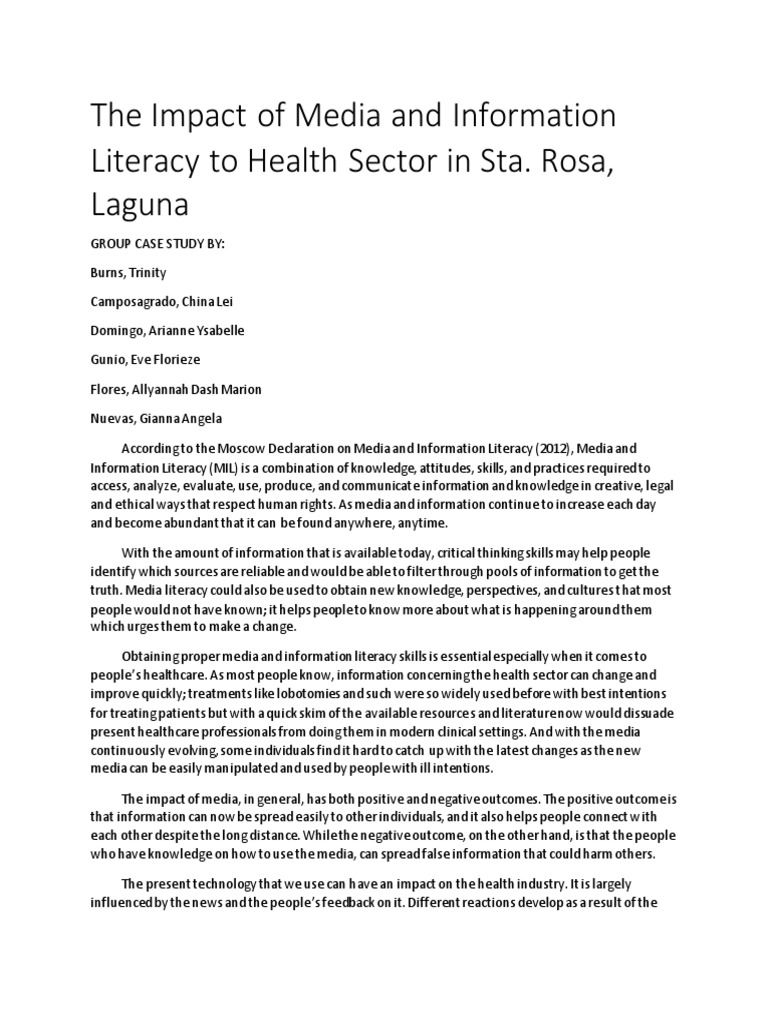 Media Literacy's Role in Sta. Rosa Health | PDF | Influenza Vaccine ...
