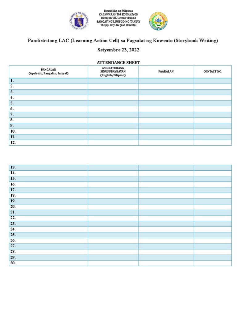 Attendance Sheet LAC | PDF